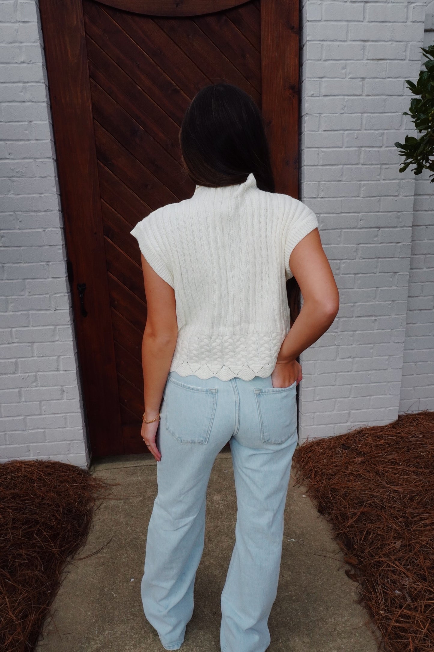 paige sweater cropped vest - ivory