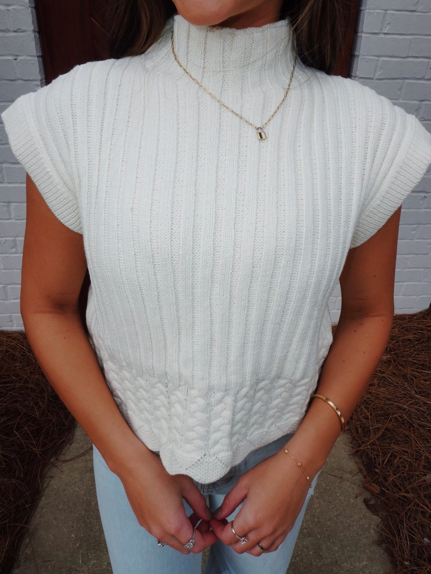 paige sweater cropped vest - ivory