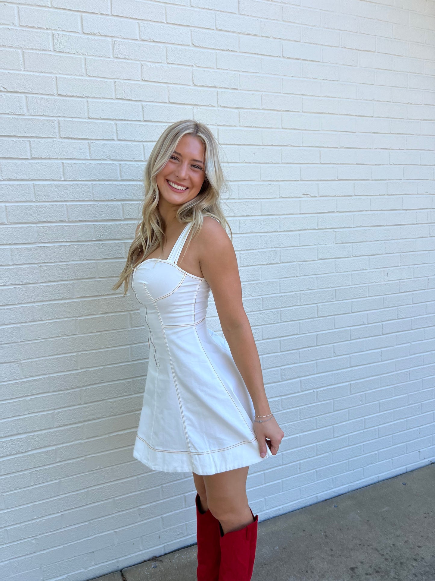 white denim dress