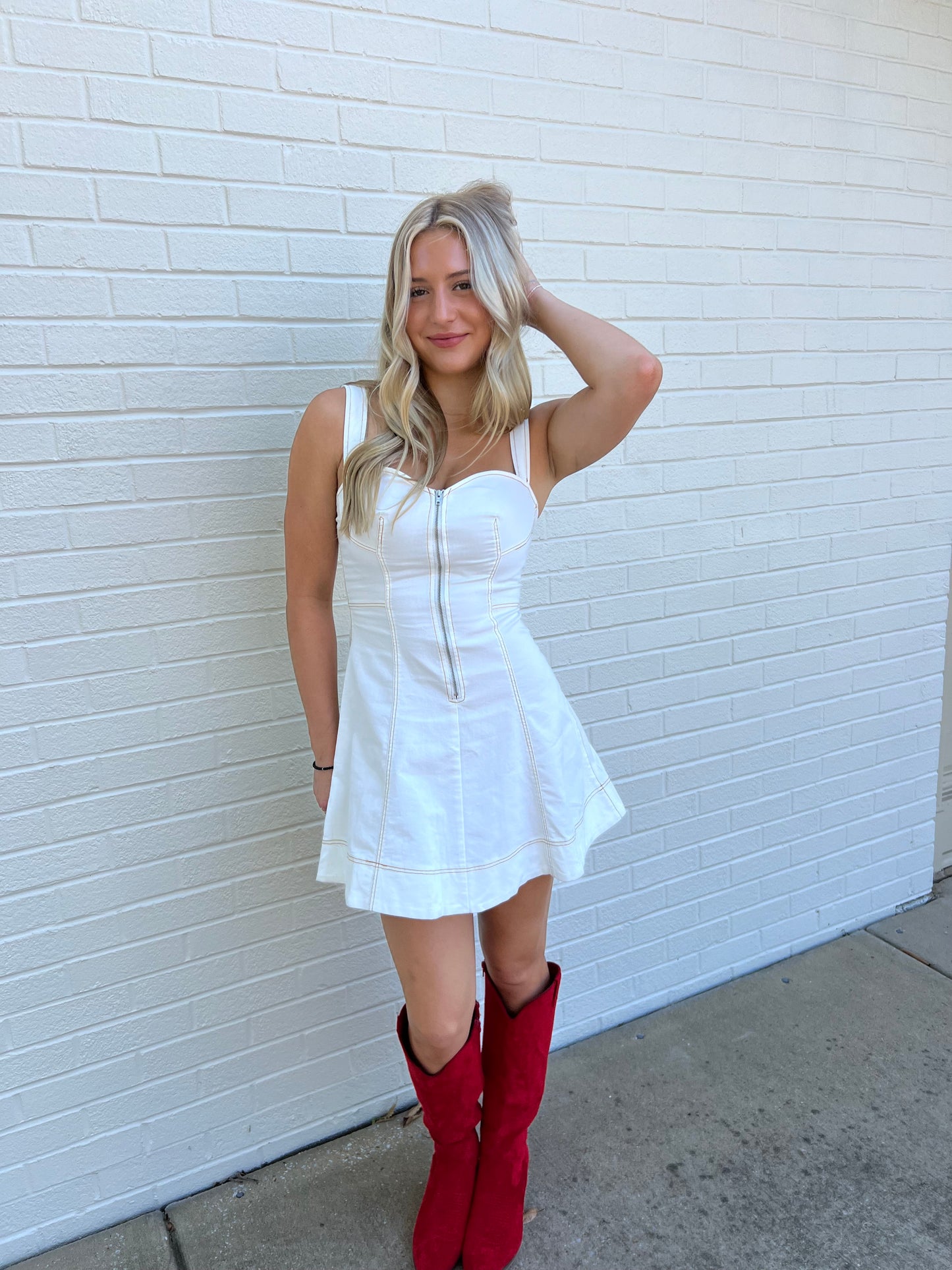 white denim dress