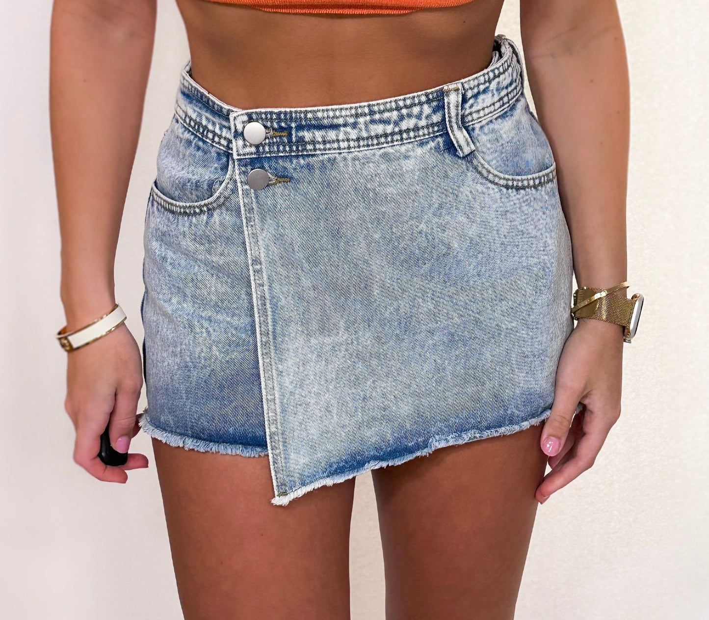 denim skort